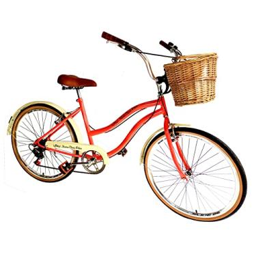 Imagem de Bicicleta Aro 26 Feminina Vintage Retrô Vime Salmão