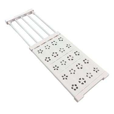 Imagem de ZJchao Prateleira de Tensão Expansível para Armário Sem Broca Divisor Organizador de Guarda-roupa Telescópico Branco 24 Cm de Largura Tubo de Aço Resistente (50‑80 cm/19,7‑31,5 pol. de comprimento)