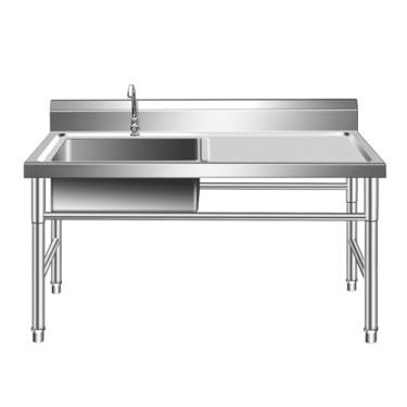 Imagem de Pia de aço inoxidável, pia utilitária, pia de cozinha, pia de lavanderia de tigela única independente, pia interna e externa com bancada de trabalho, para lavanderia, jardim, garagem, restaurante