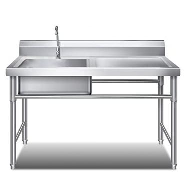 Imagem de Pia de aço inoxidável, pia de estação de trabalho de tigela única independente, lavatório de mão de preparação e utilidade para lavanderia, com bancada de trabalho, pia industrial comercial ()