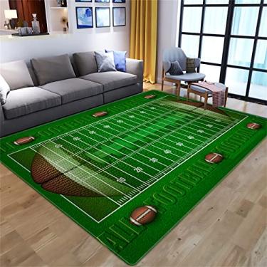 Imagem de Tapete de campo de futebol para meninos quarto de crianças tapete de corredor de futebol rugby adolescentes sala de jogos tapete com tema esportivo lavável macio tapete esportivo 61 cm x 122 cm
