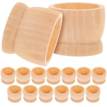 Imagem de GLEAVI Suporte de madeira para copos de ovos de Páscoa, 15 peças, decoração de madeira, suporte de madeira para guardar ovos