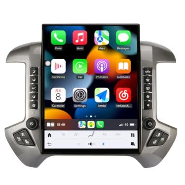 Imagem de Tela de 39.6 cm Android 13 unidade de cabeça de rádio de carro para GMC Sierra Chevrolet Silverado 2015-2019 reprodutor estéreo multimídia veicular navegação GPS 128 GB (tela prata OEM 4 polegadas)