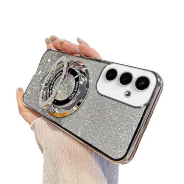 Imagem de SIYOPINPFY Capa para Samsung Galaxy A17 5G Glitter Bling com suporte protetor de câmera capa de telefone fina luxuosa chapeamento bumper capa protetora à prova de choque para Samsung Galaxy A17 5G