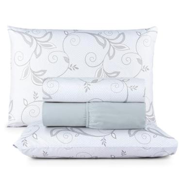 Imagem de Jogo de Cama Casal 4 Peças Micropercal 200 Fios Toque Aveludado com Elástico e Fronhas(Pequim,Casal)