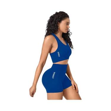 Imagem de Conjunto De Yoga Feminino Sem Costura Com Top Esportivo E Shorts Para 