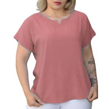 Imagem de Blusa Plus Size Social Feminina Manga Curta Soltinha Tecido Viscolinho