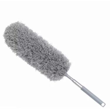 Imagem de Espanador Retrátil de Microfibra, Extensível até 2,80m, Cabo Ajustável para Limpeza de Tetos, Móveis e Ventiladores, com Cabeça Macia Antipoeira, Cinza