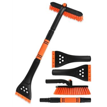 Imagem de Raspadores de gelo extensíveis de 86.4 cm para para-brisa de carro Escova de neve 2 em 1 para carro Raspador de neve para carro Raspador de neve e drush com aderência ergonômica de espuma para carros
