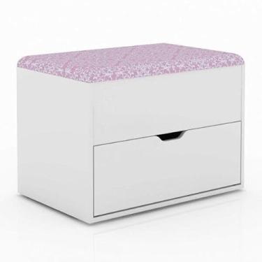 Imagem de Puff Baú 1 Gaveta PU2051 Tecno Mobili Branco/Rosa