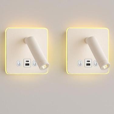 Imagem de Kit 2 Arandela Spot Led Foco Móvel Usb Usb-C Cabeceira Bet98 - Acienda