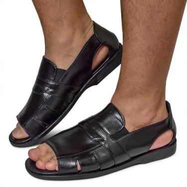 Imagem de Sandália Masculina Casual Ortopédica Salto Baixo Preto - Granado, Pret