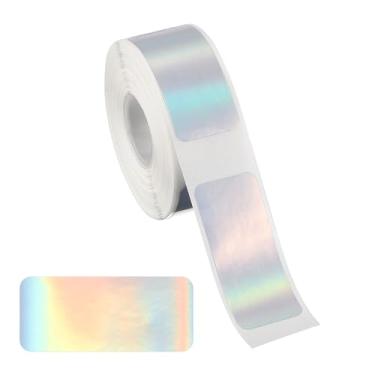 Imagem de PATIKIL Adesivos de etiqueta térmica holográfica, refil de papel autoadesivo com etiqueta térmica holográfica, 230 fitas/rolo para etiqueta de nome, endereço de código de barras, prata