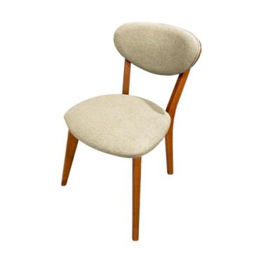 Imagem de Cadeira de Jantar Madeira Maciça Encosto Orgânico e Assento Estofado Ophelia (Linho Bege)