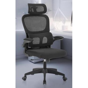 Imagem de Cadeira de Escritório Ergonômica Mesh Reclinável com Apoio Lombar Ajustável, Apoio de Cabeça, Braços Reguláveis, Giratória, Altura Ajustável, Base Reforçada para Home Office (Off-White)