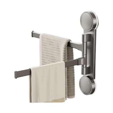 Imagem de Toalheiro de parede, Toalheiro giratório, Toalheiro com ventosa montado na parede, Suporte de toalheiro de haste principal de alumínio para banheiro, cozinha, hotel, varanda, lavanderia