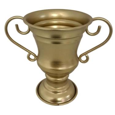 Imagem de Stgfyxgs Vaso de Flores Vintage em Formato de Troféu, Floreira Artesanal, Decoração para Casa, Vaso de Metal para Estilo Campestre, Sala de Estar, Uso Interno, Ouro, Tamanho real