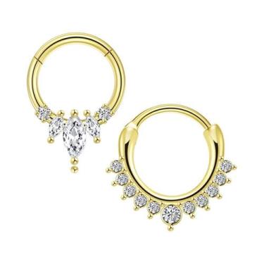 Imagem de Piercing De Nariz Articulado Em Forma De Gota Floral, Clicker De Septo