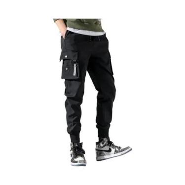 Imagem de Calças Cargo Casuais Masculinas Largas 2024 Tendência Em Cores Sólidas