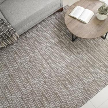 Imagem de Tapete Sala Quarto Jacquard 2,00 x 1,40 Antiderrapante Rústico Artesanal Mesclado Emborrachado Bege