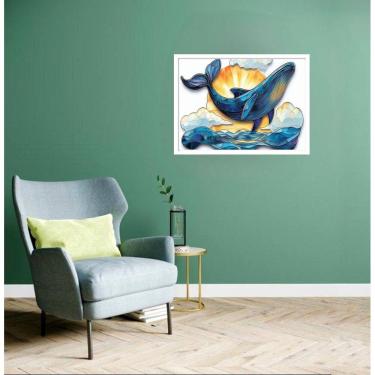 Imagem de Quadro Decorativo Baleia Azul Sol - 50X70Cm