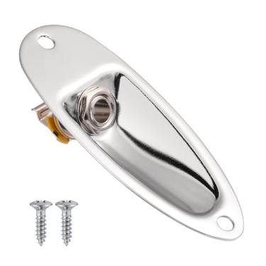 Imagem de Placa de tomada de entrada de guitarra, 1/10.2 cm Stratocaster Jack Virola para guitarra Jack Plug Placa de tomada de saída de guitarra Pad prata para baixo de guitarra elétrica Stratocaster