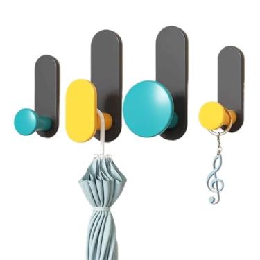 Imagem de Gancho para casaco e chapéu sem perfuração, gancho de suporte de carga de entrada, suporte para pendurar na porta traseira, chapéu montado na parede, ganchos adesivos (preto)