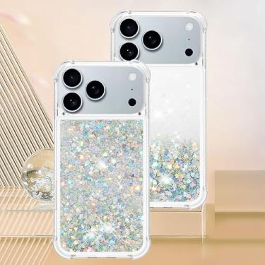 Imagem de Capa transparente com glitter e areia movediça líquida para iPhone 17 Air 16 Pro Max 15 14 Plus 13 12 11 Pro Max 16e, capa protetora antirreflexo, YB, LS, L01, para iPhone 16 Plus