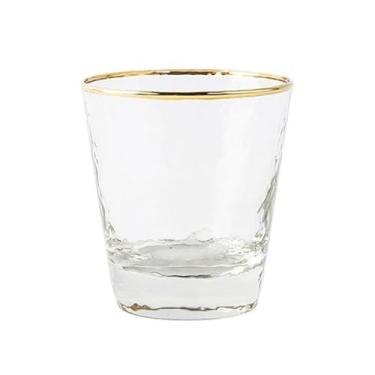 Imagem de Copos de vidro cônico martelado com aro dourado, copos de água de base pesada transparentes seguros para lava-louças (pequeno)