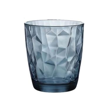 Imagem de Copos de bebida em relevo de diamante colorido, resistentes ao calor, copos altos para água, suco, leite, cerveja, coquetel e vinho (azul, médio)