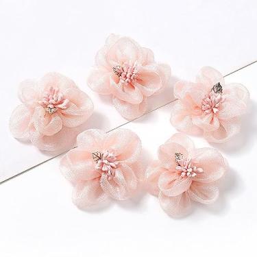 Imagem de 10/20 peças cabeça de flor artificial chiffon flores falsas decoração de casa decoração de casamento ano novo Natal DIY grinalda artesanal, rosa claro, 20 peças