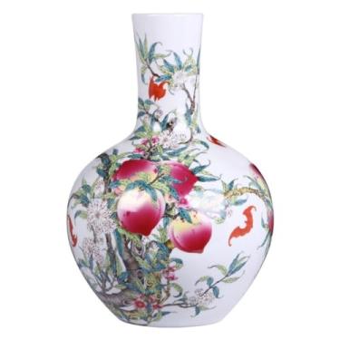 Imagem de Vaso moderno retrô de cerâmica pastel nove pêssegos estilo chinês decoração de casa sala de estar armário de TV arranjo de flores centros de mesa