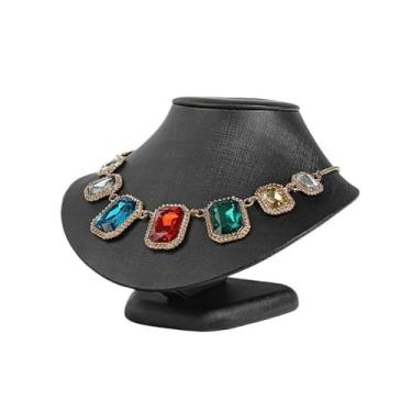 Imagem de Elegante expositor de moda leve adereços de joias de luxo organizador de suporte de pescoço de alta qualidade (preto, pequeno)