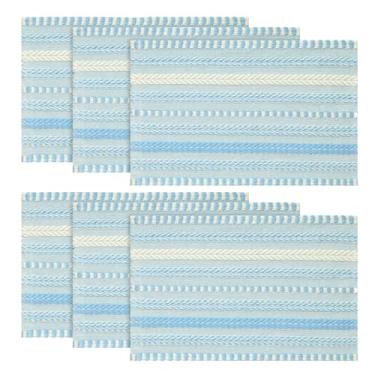 Imagem de Artoid Mode Jogo americano azul celeste com listras trançadas trançadas, conjunto de tapetes de mesa sazonais de 6,30 x 45,7 cm, decoração de festa e jantar