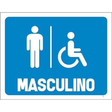 Imagem de Kit 3 Placas Sinalização - Azul Banheiro Masculino