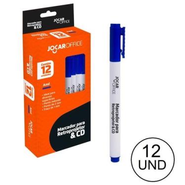 Imagem de Caneta Marcador Permanente Retroprojetor Cd Dvd Azul - 12un - Jocar Of