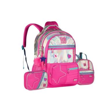 Imagem de Mochila Costas Holográfica Lancheira Rebecca Bonbon Estojo