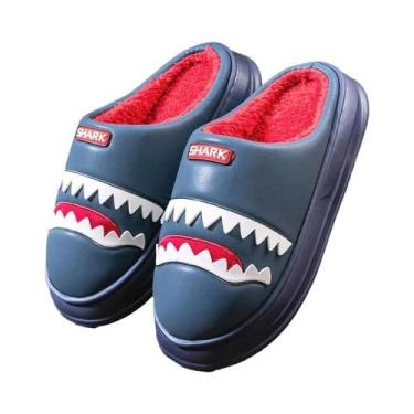 Imagem de Chinelos Masculinos Quentes Com Design De Tubarão, Espuma De Memória, 