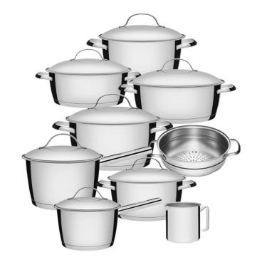 Imagem de Jogo Panelas 9 Peças Allegra + Cozi-vapore E Fervedor Inox