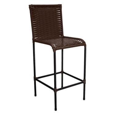 Imagem de Banqueta Alta Diplomata Em Aço Carbono E Fibra Sintética Tabaco