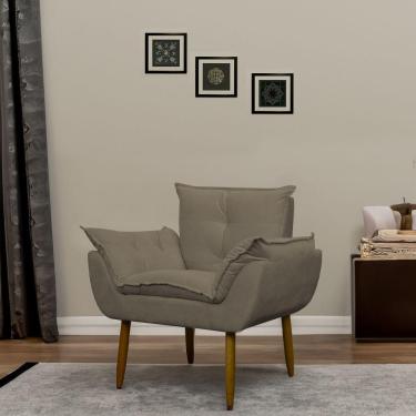 Imagem de Poltrona Decorativa Para Sala E Quarto Opala Suede Herrero Cor:cappuccino