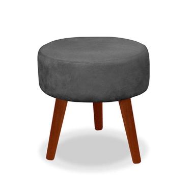 Imagem de Puff Redondo Decorativo Danny Cinza Escuro Pés Palito