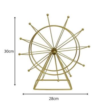 Imagem de Decoração Roda Gigante Dourada em Ferro Ideal para Sala Escritório Apa