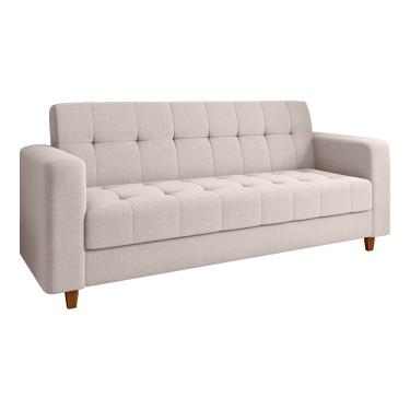 Imagem de Sofá 03 Lugares Arezzo Linho Pés Chanfrado Castanho - D'Rossi