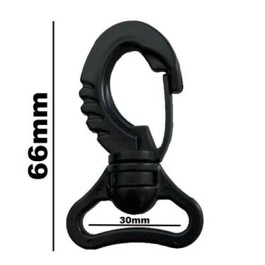 Imagem de 10un Mosquetão 30mm Preto Plástico Fecho Presilha Mochilas - Importado