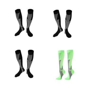Imagem de Meias De Compressão Masculinas (2, 3 Ou 4 Pares) Para Corrida E Varize