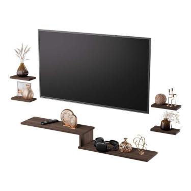 Imagem de Rack Tv Suspenso Para Quarto Sala Nogal 115cm