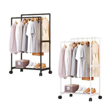 Imagem de Kit 2 Cabideiros De Roupas Arara Dupla Com Sapateira Ke Home