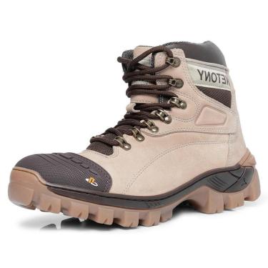 Imagem de Coturno Adventure Couro Masculino Ajuste Cadarço Solado Borracha Tratorado Biqueira Reforçada Macia-Masculino