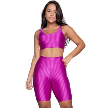 Imagem de Conjunto Top e Bermuda New Zig 3D Serra e Mar Bojo Compressão Academia Treino Moda Fitness-Feminino